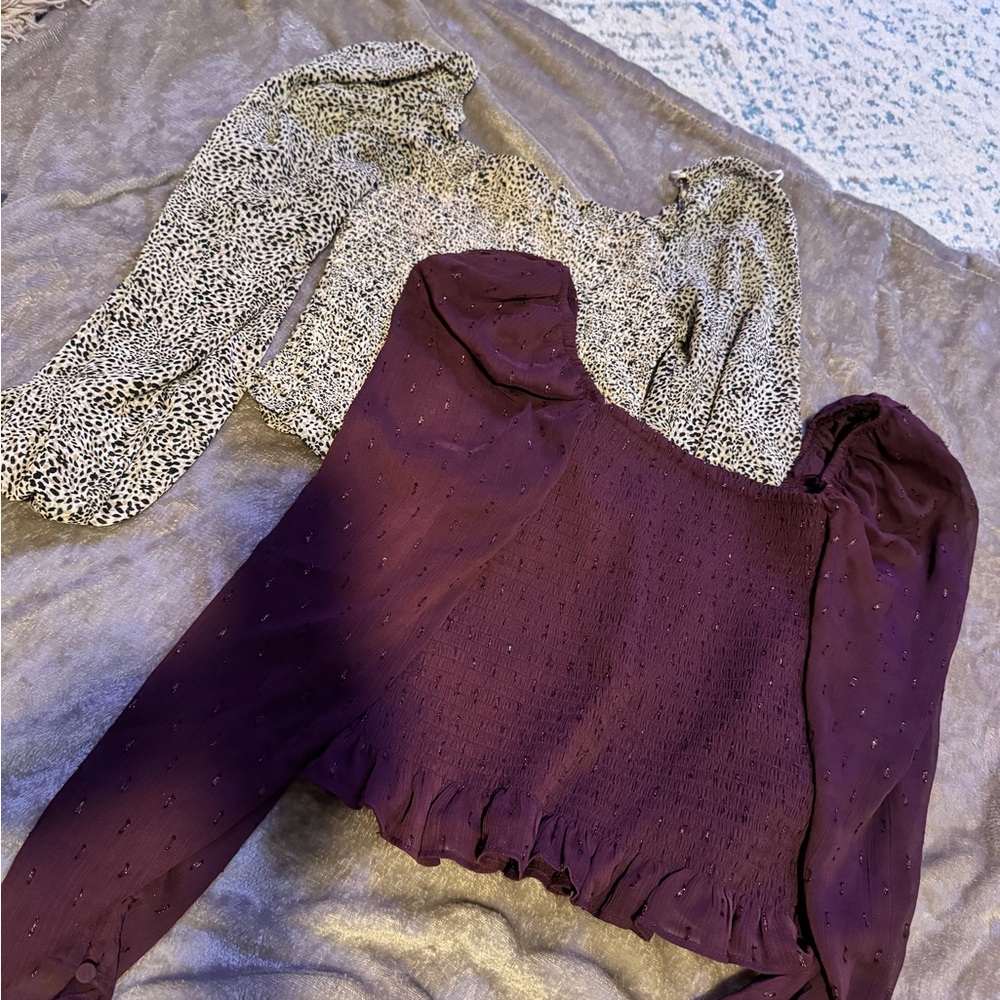 Purple and Black Patterned Women's Tops